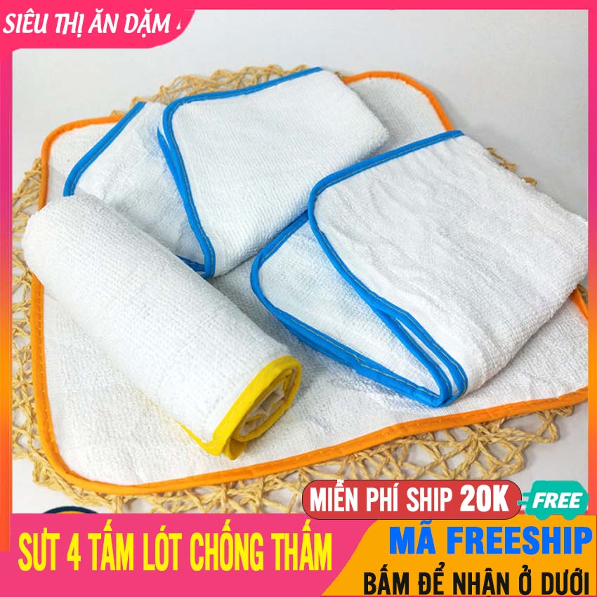 [COMBO 4 CHIẾC] Tấm Lót Chống Thấm Cho Bé GIẶT TAY ĐƯỢC, 2 Lớp Dày Dặn, Mềm Mại, Đường May Bo Viền Cẩn Thận, Giấy Lót Phân Su - Tấm Lót Sơ Sinh, Mieng Lot Chong Tham, Miếng Lót Sơ Sinh - 4 Chiếu Lót Trắng 2 Lớp - SP000599x4