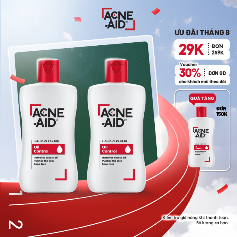 Combo 2 chai sữa rửa mặt acne-aid liquid cleanser 100ml