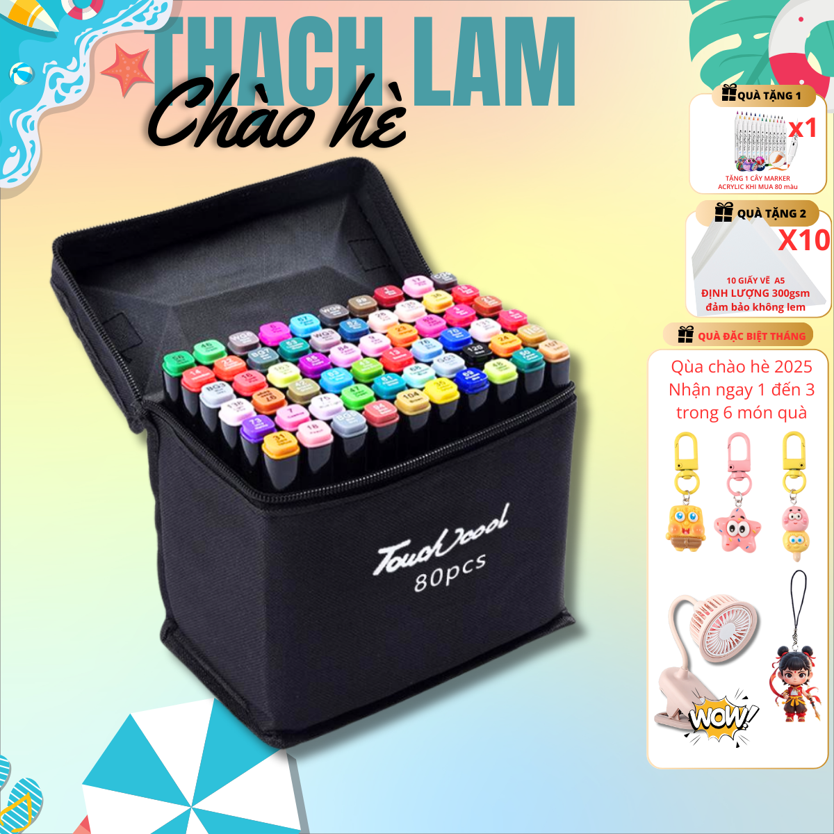 [HCM /Rẻ]  80 Cây Bút màu Marker Touch Cool 2 Đầu tô màu dạ vẽ tranh anime - SÉT BÚT MÀU DẠ KÈM TÚI