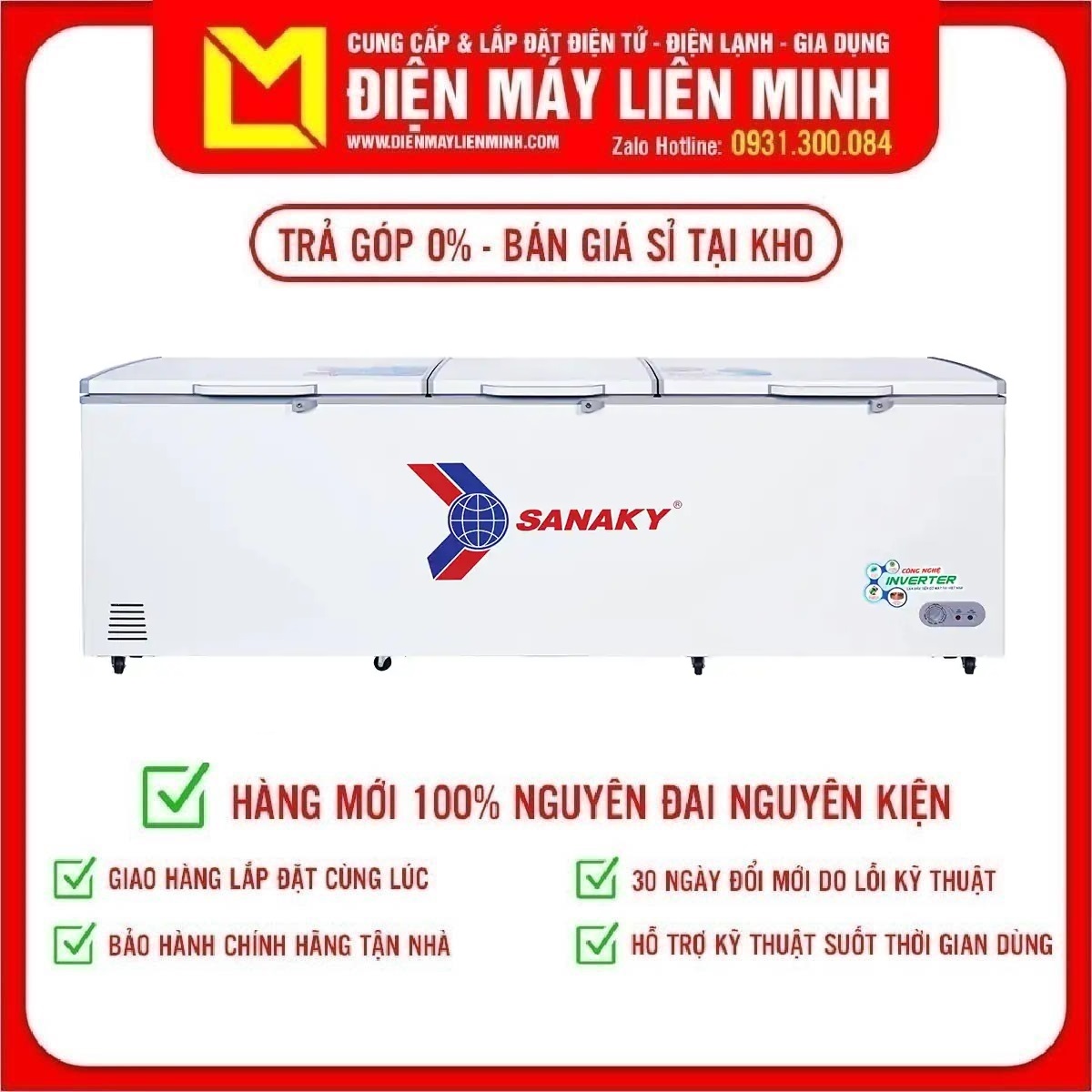 Trả góp 0% - tủ đông inverter sanaky vh-1199hy3 1100 lít - miễn phí vận chuyển hcm