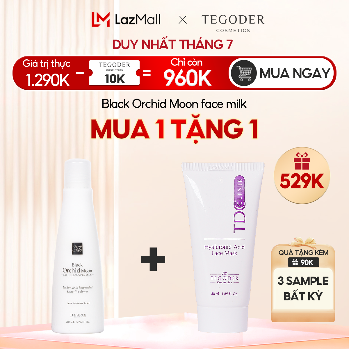 Sữa rửa mặt làm sạch và ngừa lão hoá chiết xuất Nguyệt Lan Đen Tegoder Black Orchid Moon face milk 200 ml mã 7107