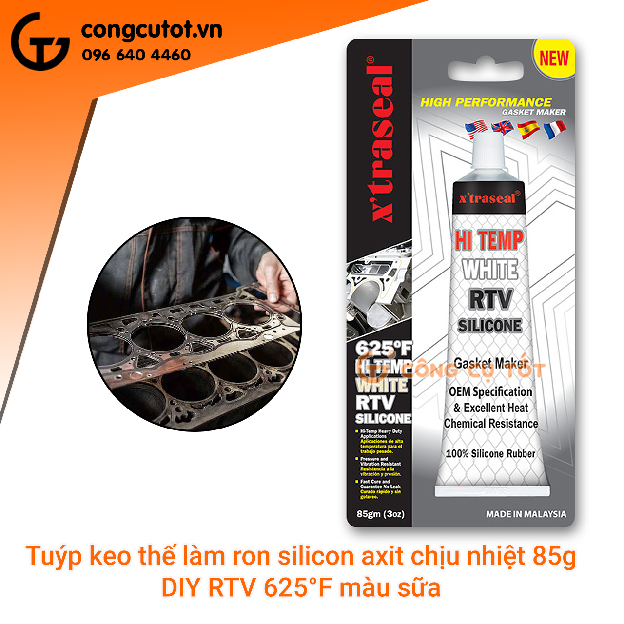 Keo làm ron chịu nhiệt X'traseal DIY RTV 625°F tuýp 85g