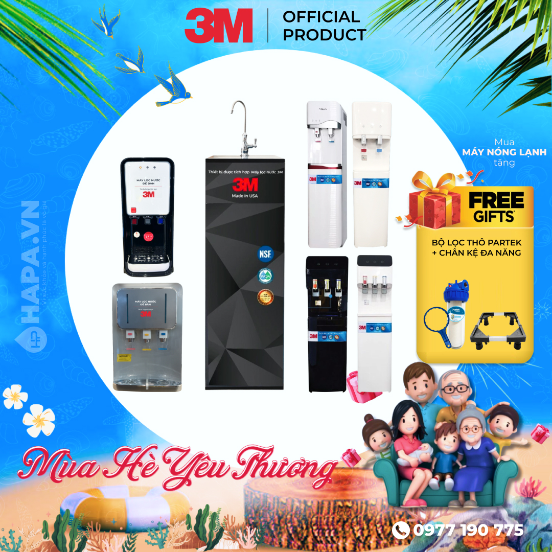 Máy lọc nước nóng lạnh 3m full models chuẩn uống trực tiếp từ vòi, bộ lọc nhập khẩu mỹ - hàng chính hãng