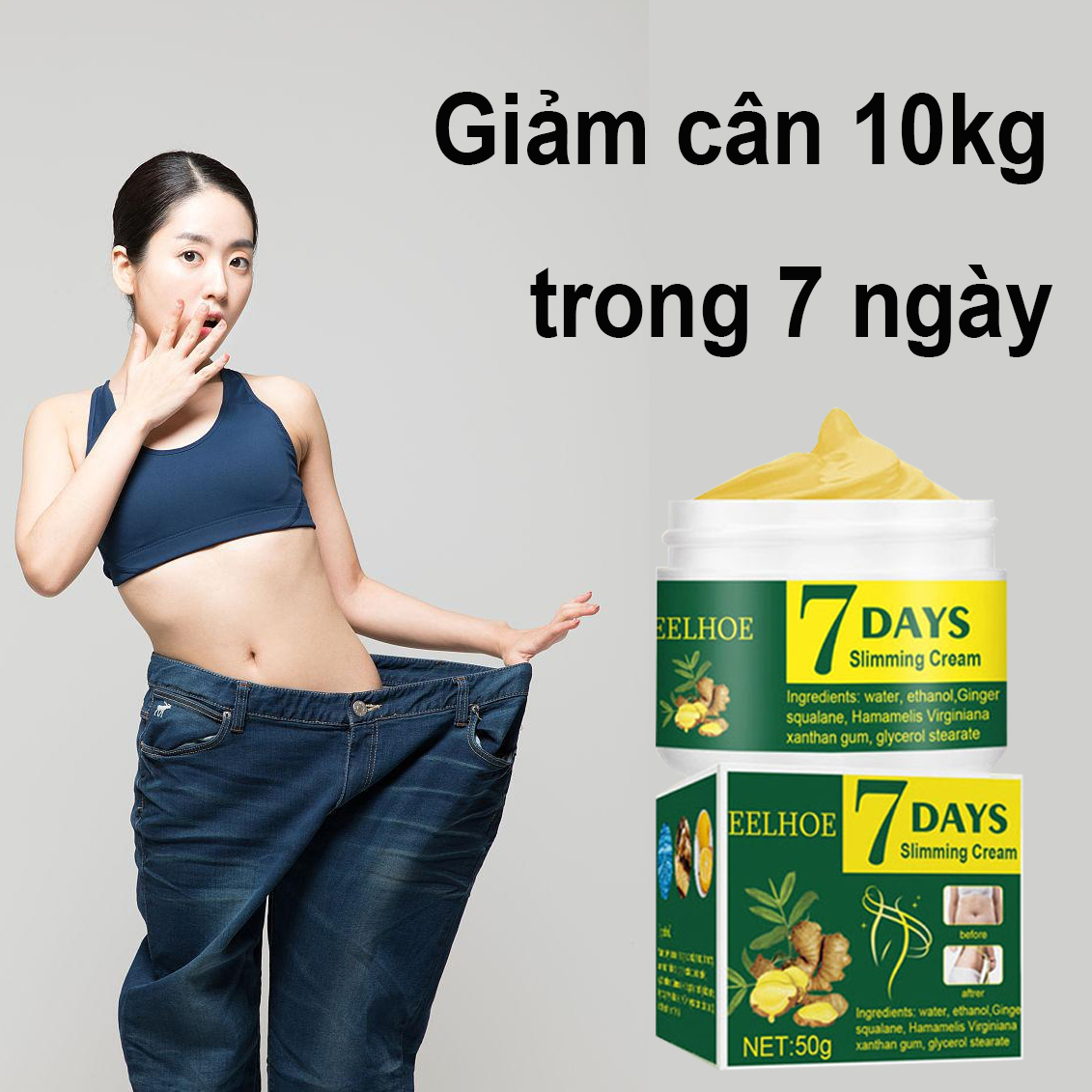 Kem Tan Mỡ Kem Massage Giảm Cân Kem Tan Mỡ Bụng 50g giảm mỡ bụng, Giảm cánh tay, mỡ đùi, giảm cân an toàn