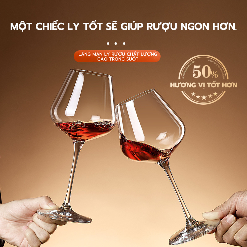 Ly rượu vang đỏ pha lê cao cấp 450ml cải thiện hương vị của rượu - hello house