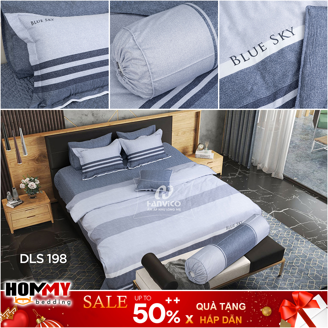 🍁 mẫu chăn ga gối 🍁 hanvico blue sky dls198 vải cotton cao cấp