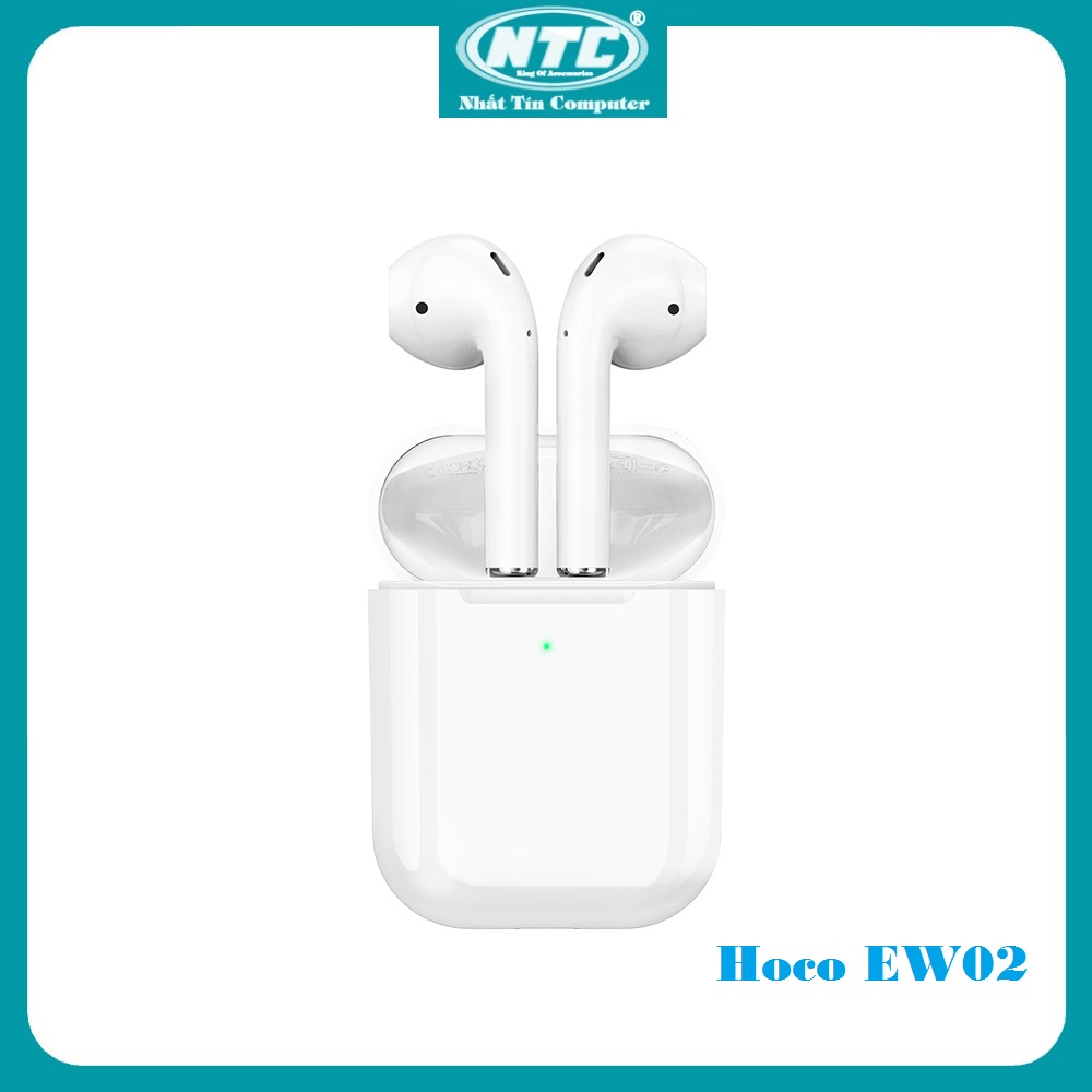 Tai nghe Bluetooth TWS mini Hoco EW02 V5.0 hỗ trợ định vị popup đổi tên cảm ứng chạm (Trắng) - Hãng phân phối chính thức - Nhất Tín Computer