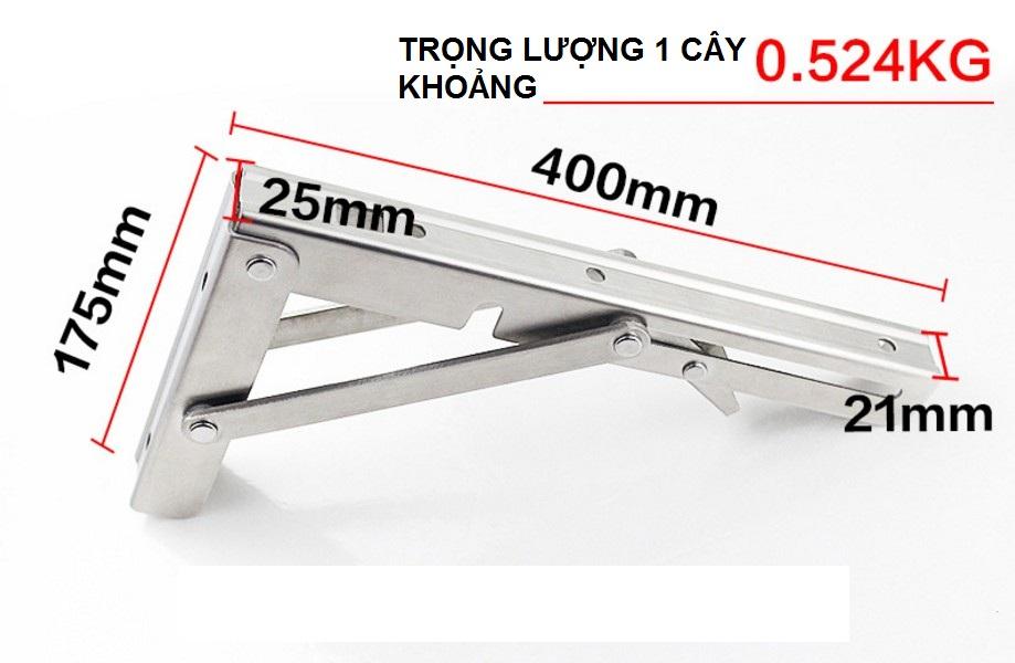 Ke đỡ bàn gập thông minh xếp gọn inox 304 cao cấp 35cm/40cm chịu lực 60kg (Bộ 2 chiếc)