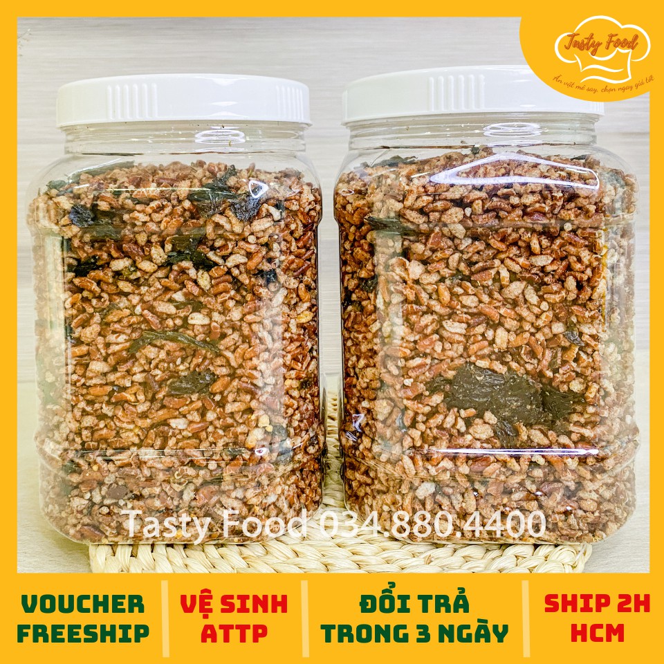 1KG Gạo Lứt Sấy Rong Biển Tasty Food | Gạo lức rong biển cháy tỏi