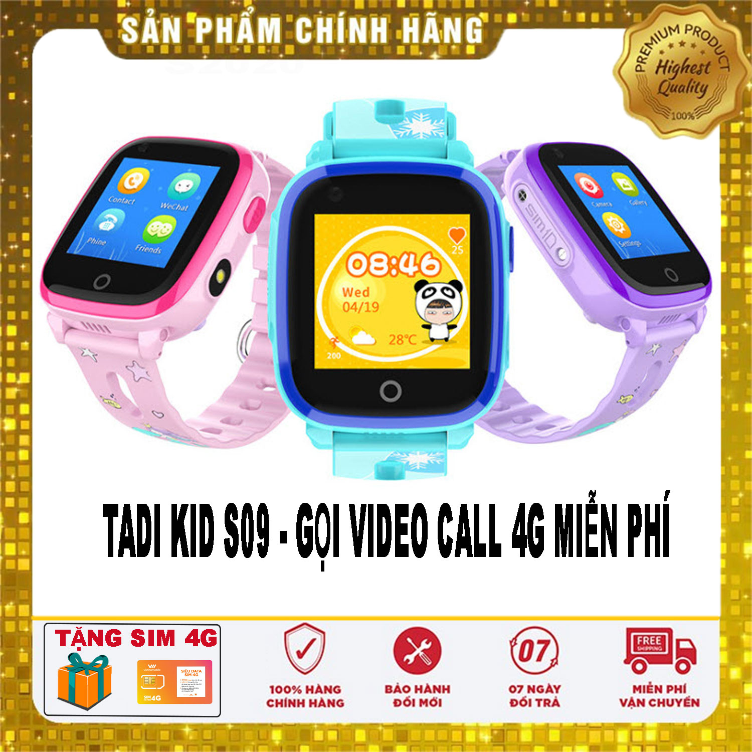 {Hàng Chính Hãng 1 Đổi 1} Đồng Hồ Thông Minh Giám Sát Trẻ Em TADI KID S09 GỌI VIDEO CALL MIỄN PHÍ . Đồng Hồ Trẻ Em Gọi Video Call S09 Giám Sát, Lắp SIM Gọi 2 Chiều, Có Camera Chụp Ảnh.Bảo Hành 12 Tháng| TAD