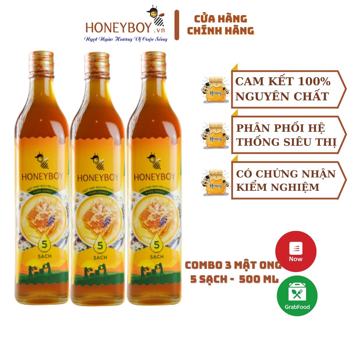 Bộ 3 mật ong thiên nhiên 5 sạch honeyboy 500ml