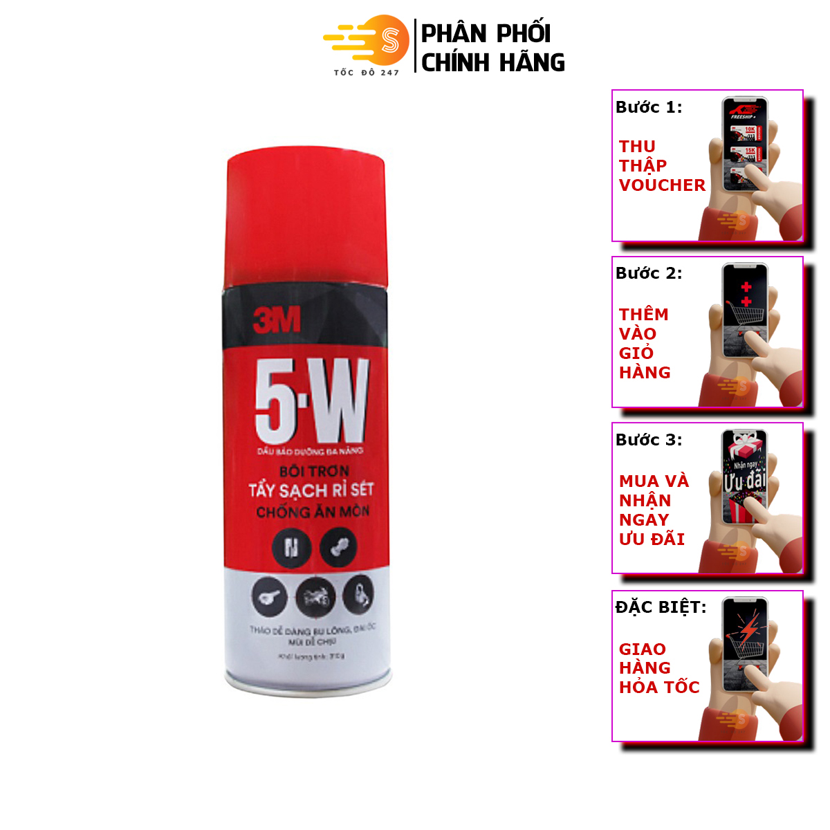 Chai xịt tẩy rửa bôi trơn và chống rỉ sét 310g 3M 5W