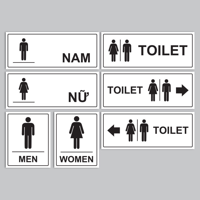 Biển báo nhà vệ sinh/ Toilet/ WC Nam/ Nữ - Decal dán tường, dán kính dễ dàng-sticker trang trí