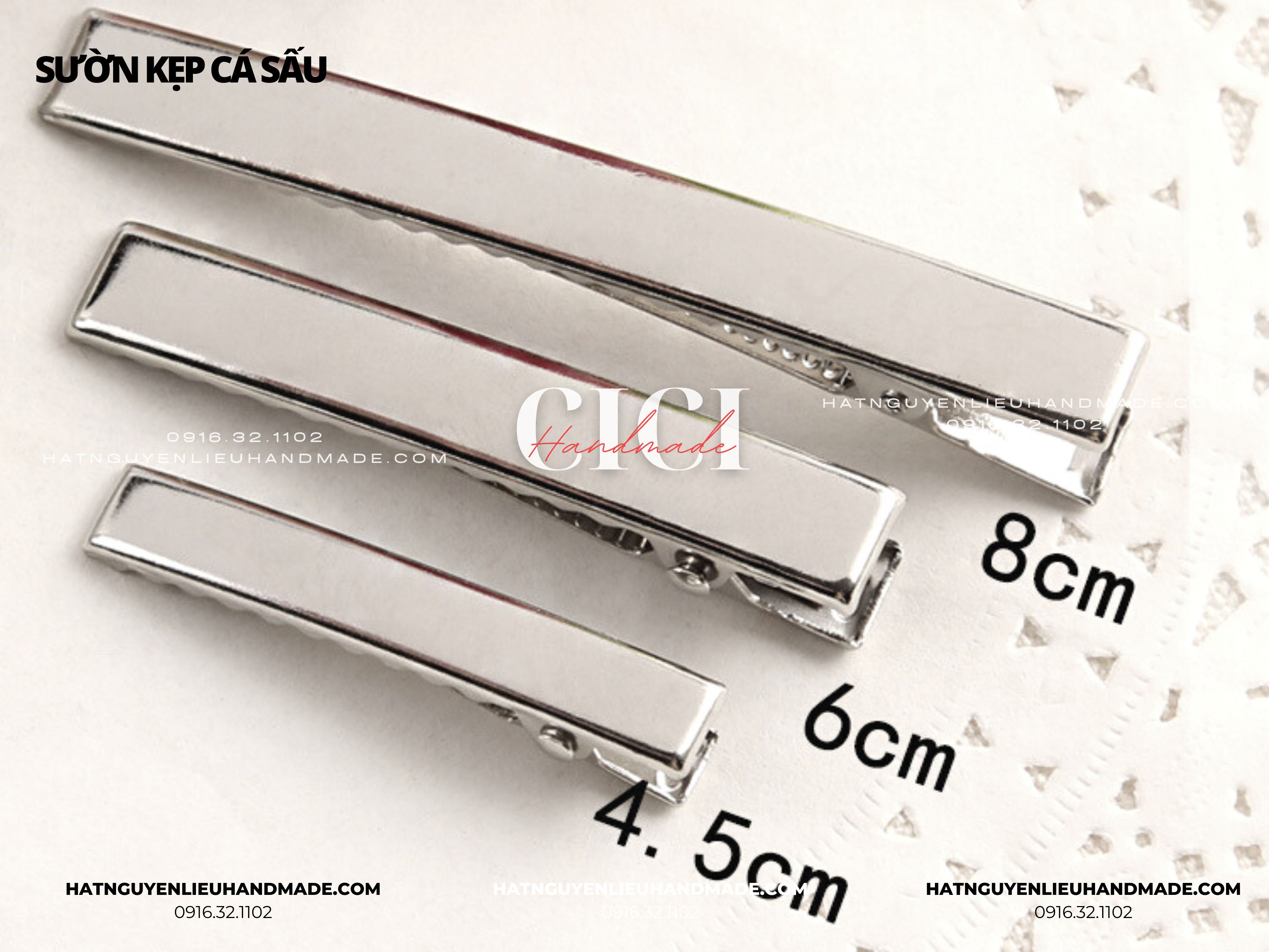 Set 5c Xương kẹp Sườn kẹp cá sấu mạ inox DÀY Cici Handmade nguyên liệu đính kết cô dâu phụ kiện trẻ em