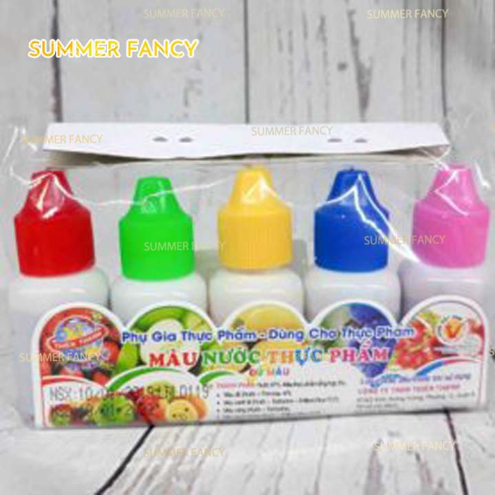 Set 5 Màu Nước Thực Phẩm Làm Bánh Kẹo Trà Sữa Food Coloring For Baking