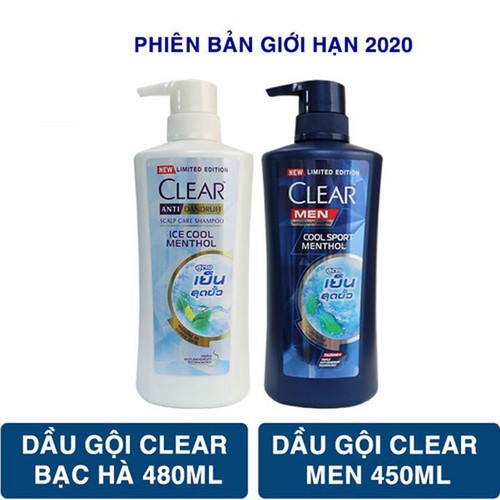 Bộ 2 Chai Dầu Gội Clear Anh Đào 480ml & Clear Men 450 ml Thái Lan