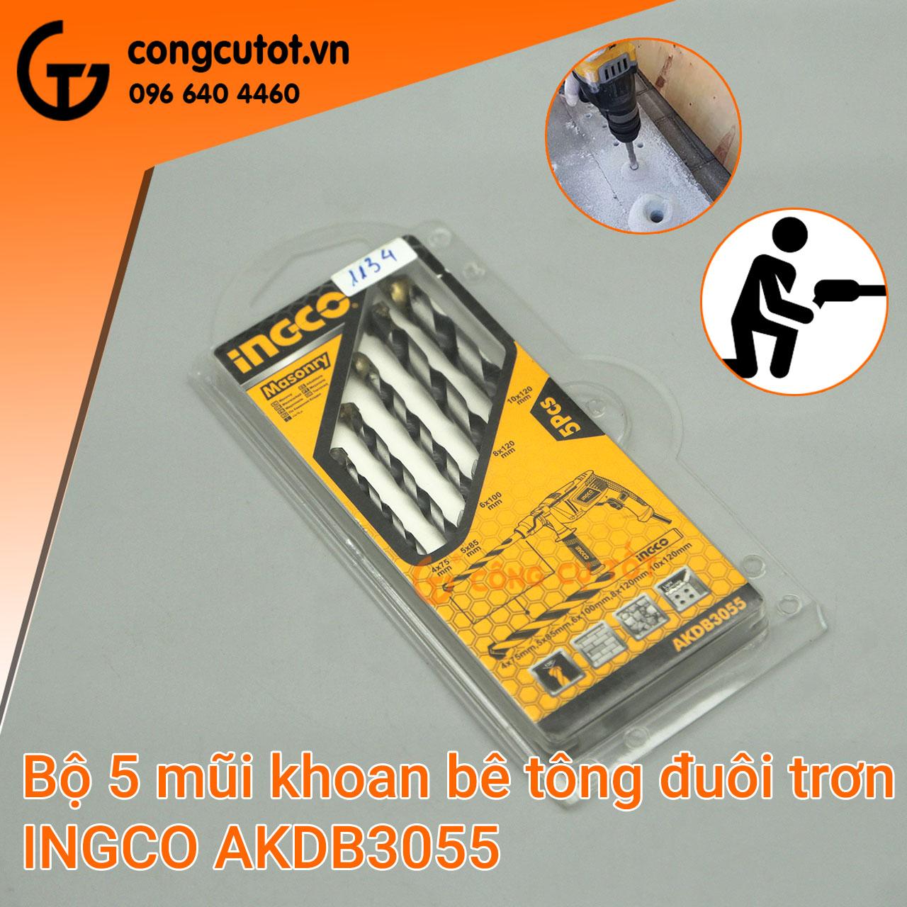 Mũi khoan bê tông, mũi khoan đuôi trơn Ingco AKDB3055