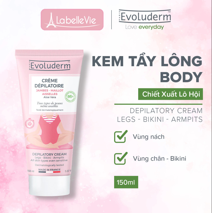 Kem tẩy lông toàn thân Evoluderm tinh chất Nha Đam 150ml