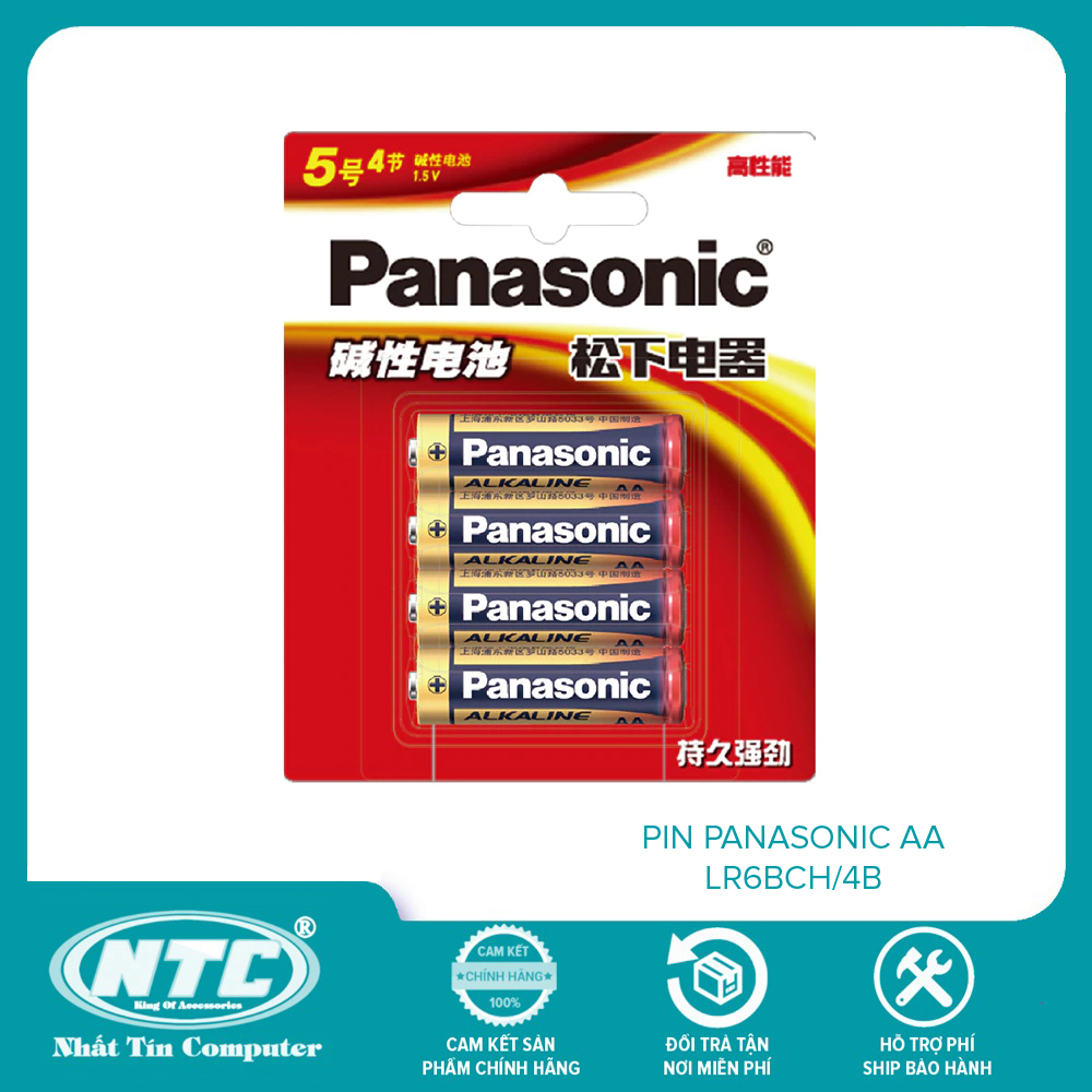 [DUY NHẤT 15.04 - NHẬP MÃ LAZSOCIALSALE1501 GIẢM 30K ĐƠN 69K] Vỉ 4 pin kiềm AA Panasonic Alkaline LR6BCH/4B - phiên bản nội địa (nhiều màu) - Nhất Tín Computer