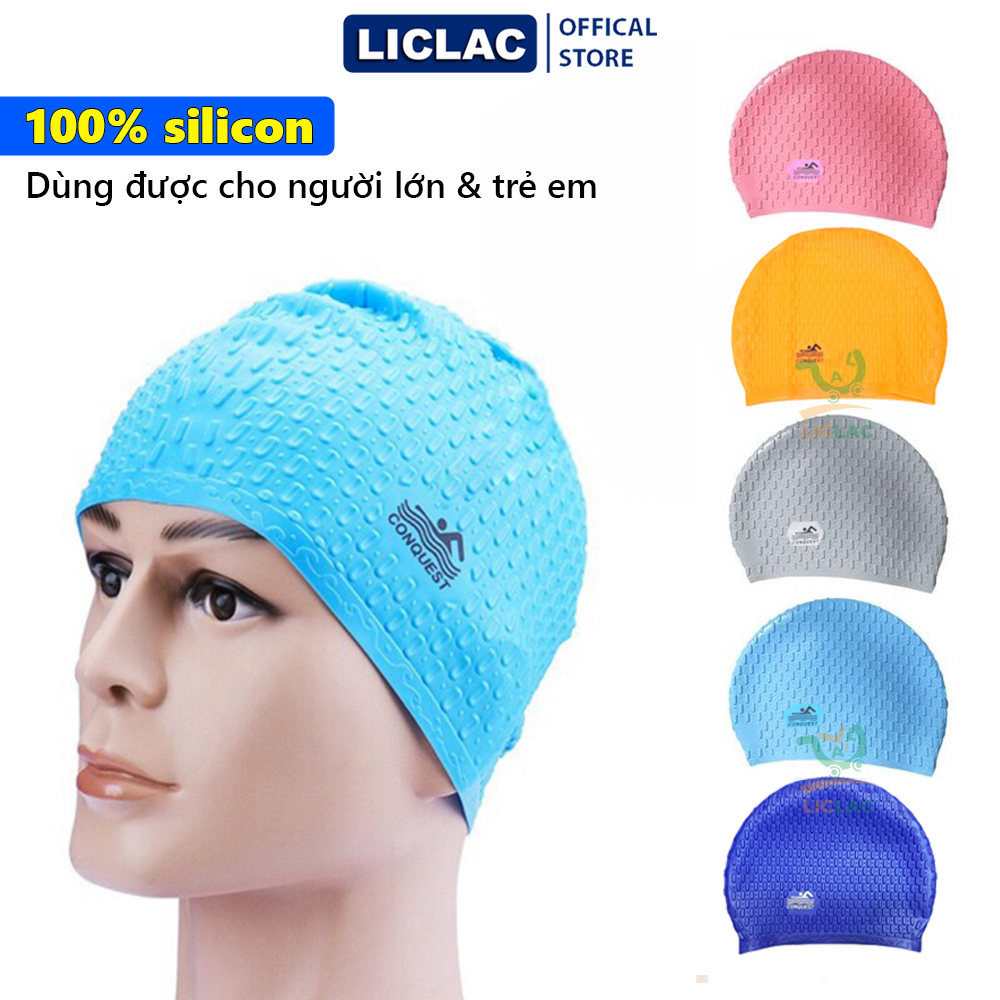 Nón bơi Conquest chất liệu 100% bằng silicon Cao Cấp