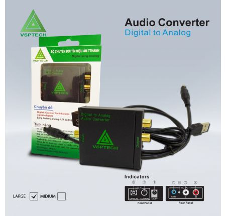 Bộ Chuyển (Cáp Quang) Optical ra AV AUDIO + Jack3.5 ( Kèm dây Optical) - Hàng chất lượng BH 6 tháng Offline