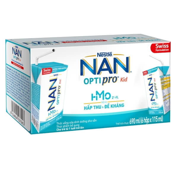 Lốc 6 hộp Sữa dinh dưỡng pha sẵn Nestlé NAN OPTIPRO Kid 115ml