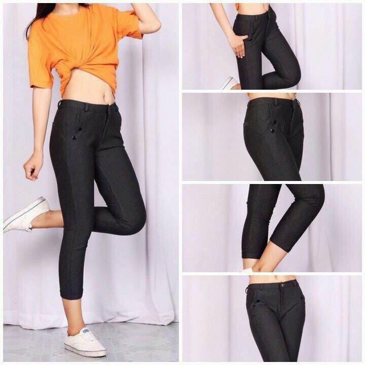 Quần Kaki Thun Cotton Co Giãn Mạnh Tôn Dáng Kiểu Lỡ 9 Tấc