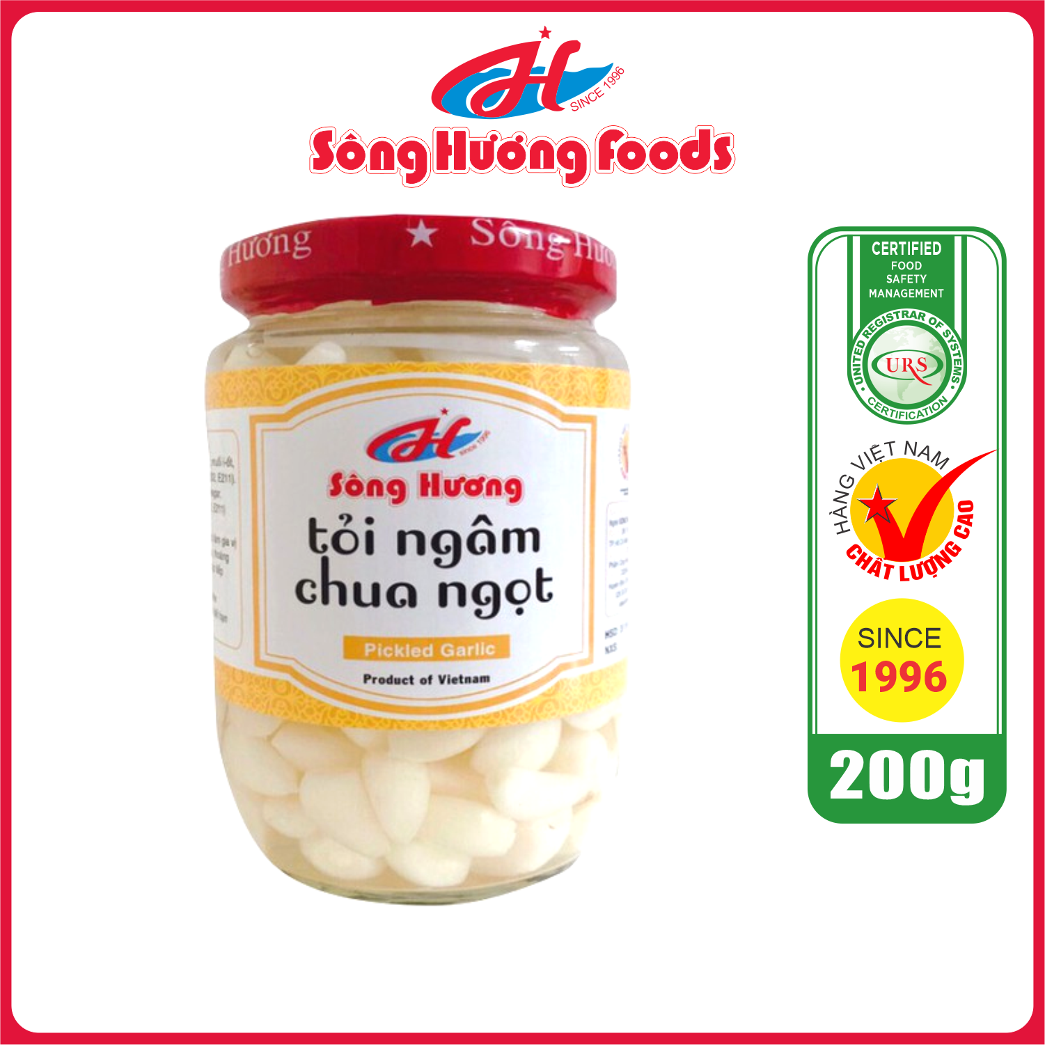 Tỏi Ngâm Chua Ngọt Sông Hương Foods Hũ 200g - Nấu lẩu mắm , Chưng trứng , ăn kèm cơm , bún