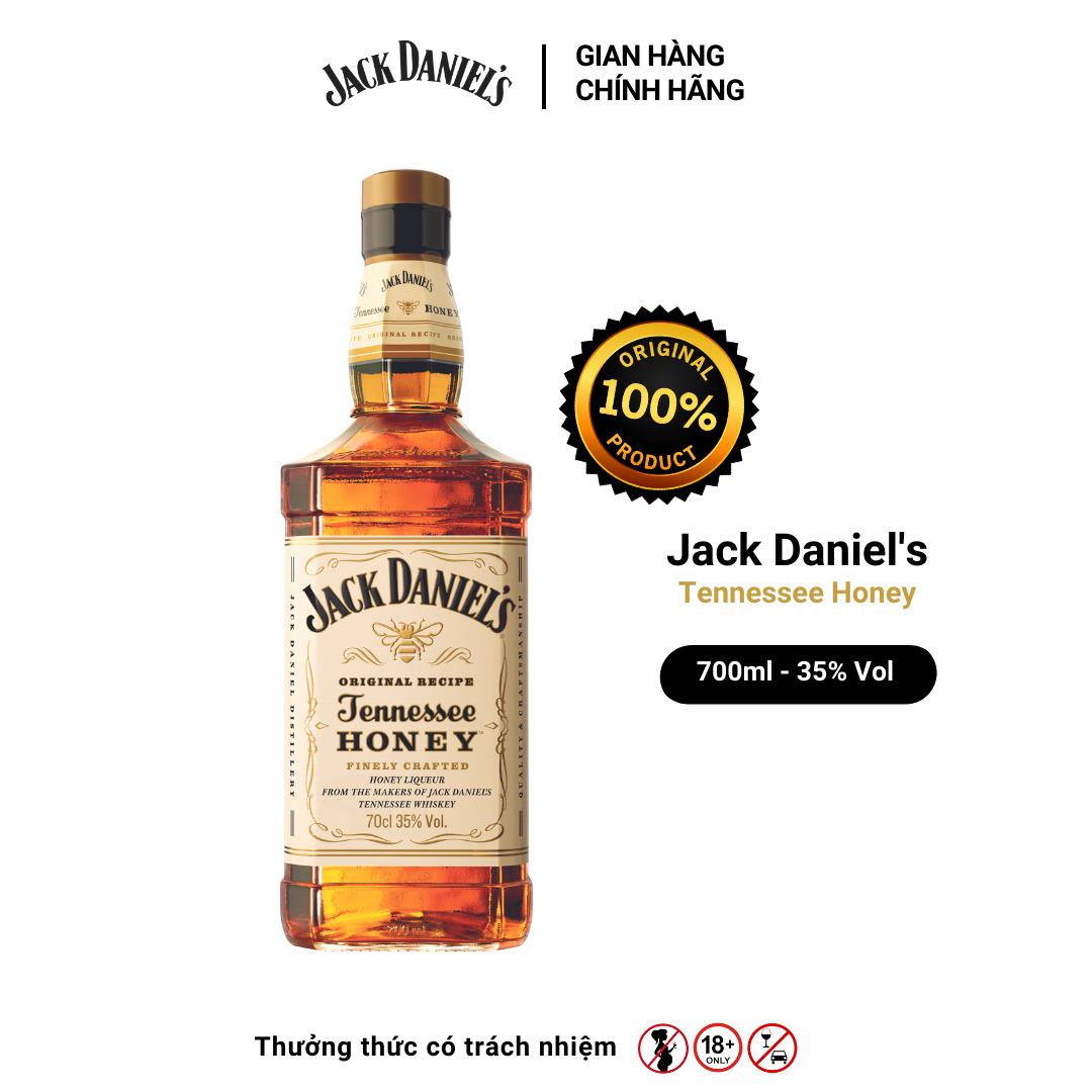 Rượu Whiskey Jack Daniel's Tennessee HONEY Nồng Độ Alc 35% 700ml