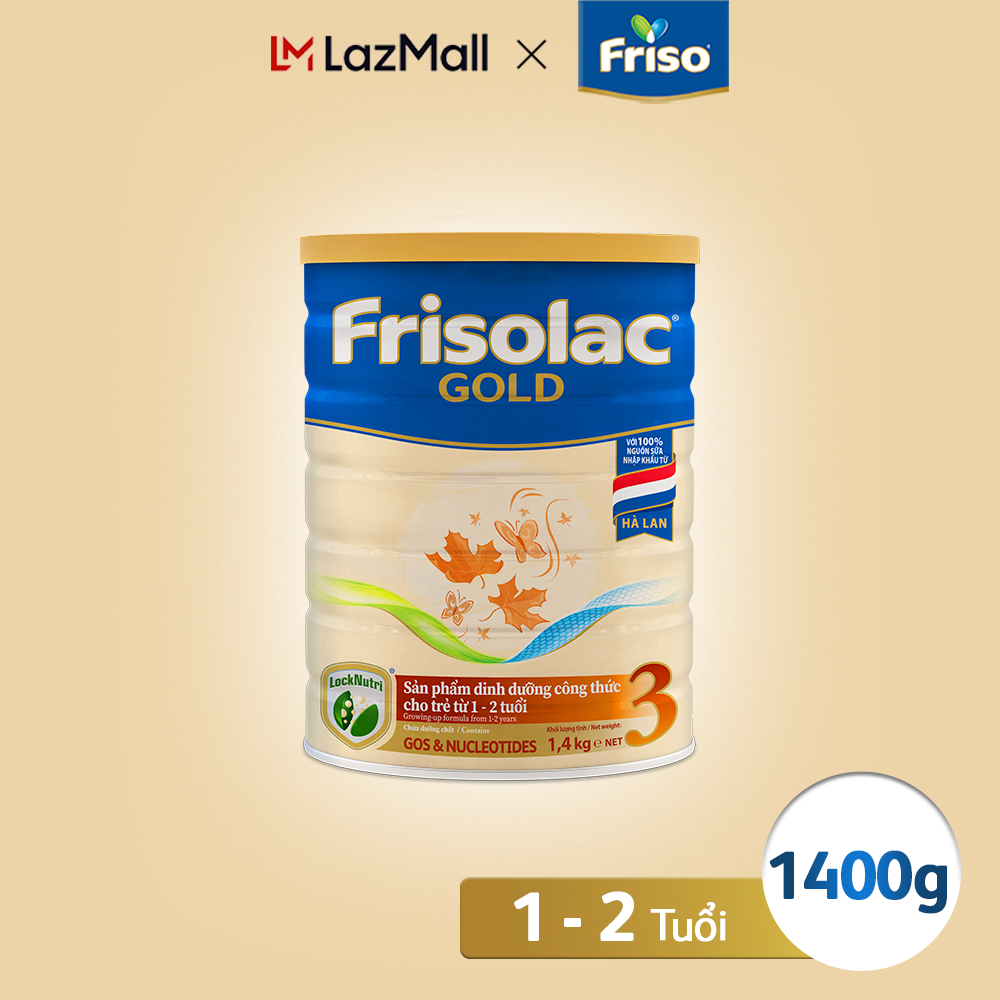 Sữa bột frisolac gold 3 lon thiếc 1.4kg cho trẻ từ 12-24 tháng tuổi