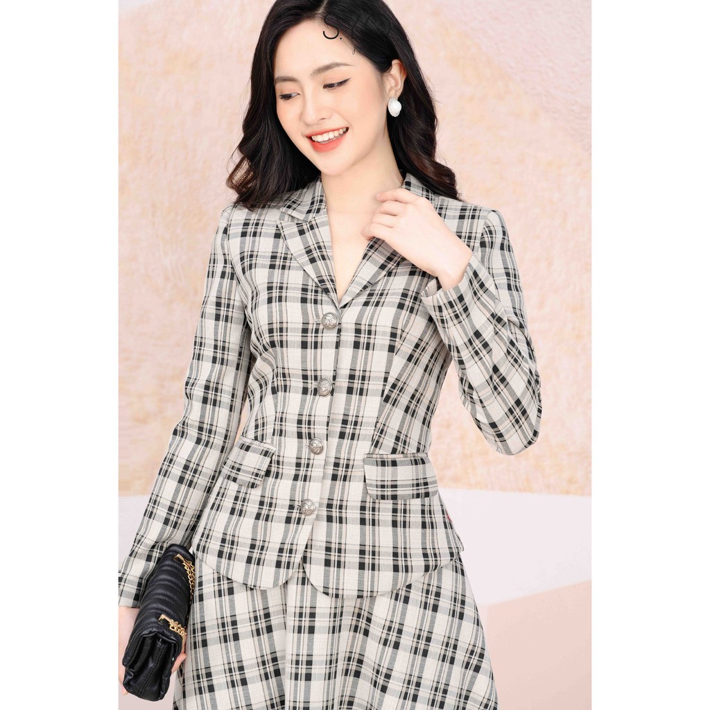 Áo vest kẻ cổ 2 ve b2003