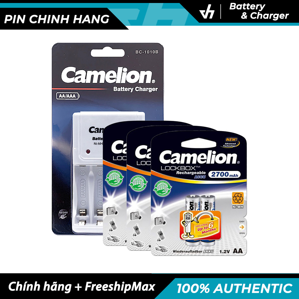 Bộ sạc pin 1010b + 6 pin sạc aa camelion 2700mah