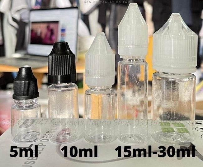 Lọ nhựa chiết mực xăm-hũ nhựa chiết 5ml-10ml-15ml-30ml
