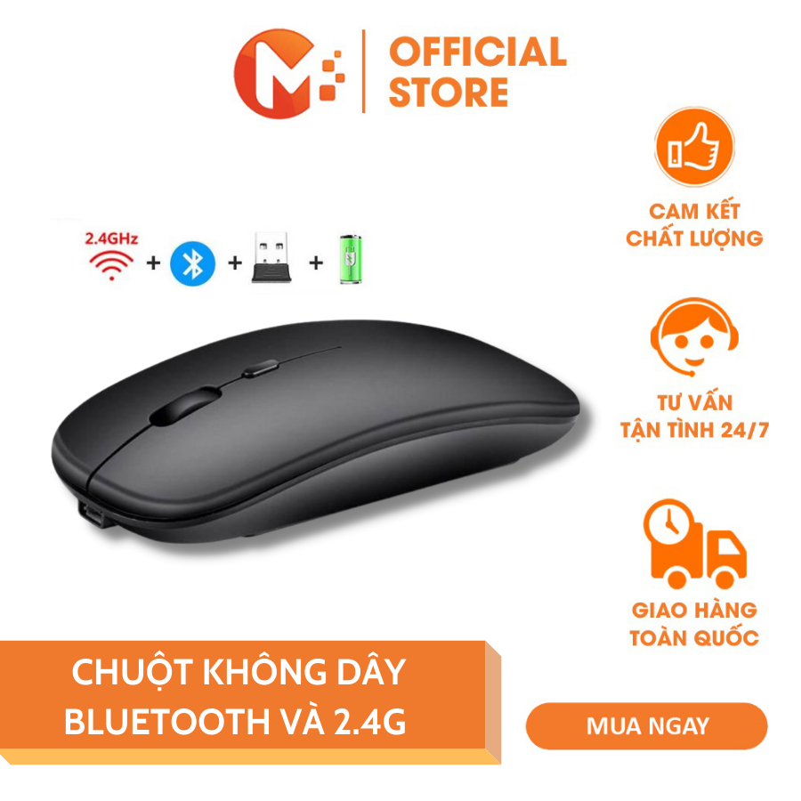 Chuột Không Dây Bluetooth và 2.4G có Sạc Pin Click Không Âm Thanh Màu Sắc Đa Dạng Thiết Kế Thông Minh Tiện Dụng văn phòng chơi game