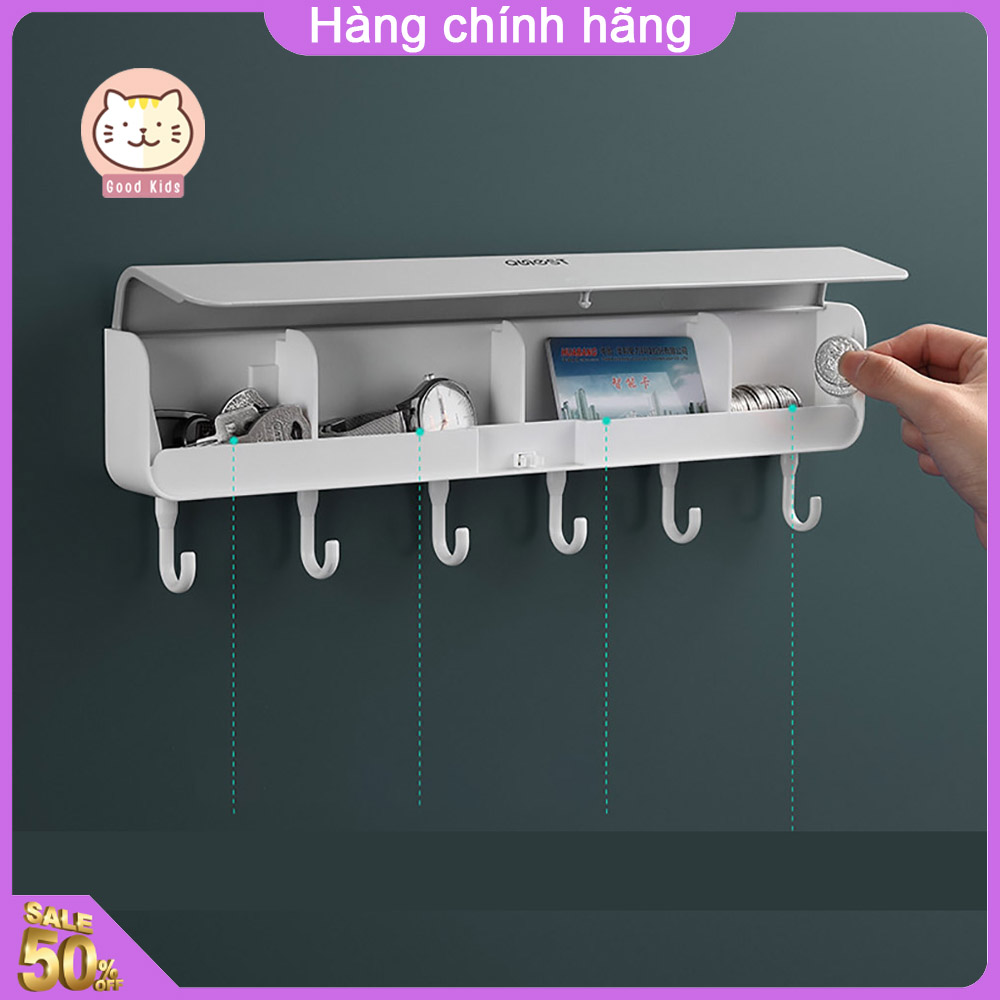 Thanh móc quần áo với 6 móc dán tường cao cấp, có 4 ngăn kéo.
