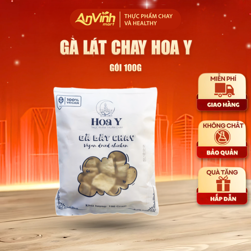 Gà lát chay Hoa Y 100gr, Thực Phẩm Chay Dinh Dưỡng, Thuần Chay Healthy, Đồ Ăn Chay, Thực dưỡng