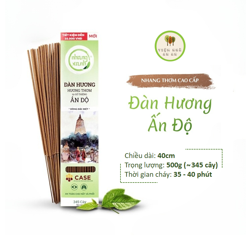 Nhang xanh đàn hương 40cm 500g - 100% bột gỗ đàn hương ấn độ - hương thơm dịu nhẹ, đặc biệt