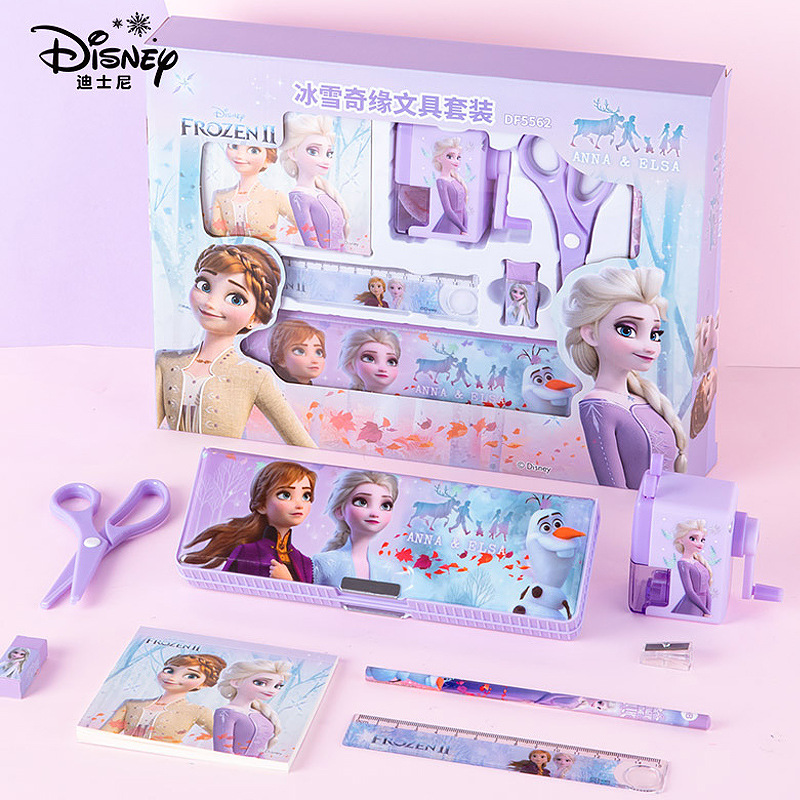 Quà Tặng Bộ dụng cụ học tập Disney cao cấp cho bé Elsa Spiderman, Gấu Dâu, Mickey Minnie