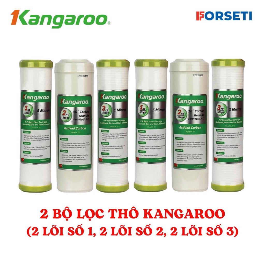 Combo 2 bộ lọc thô 123 cho máy lọ nước Kangaroo
