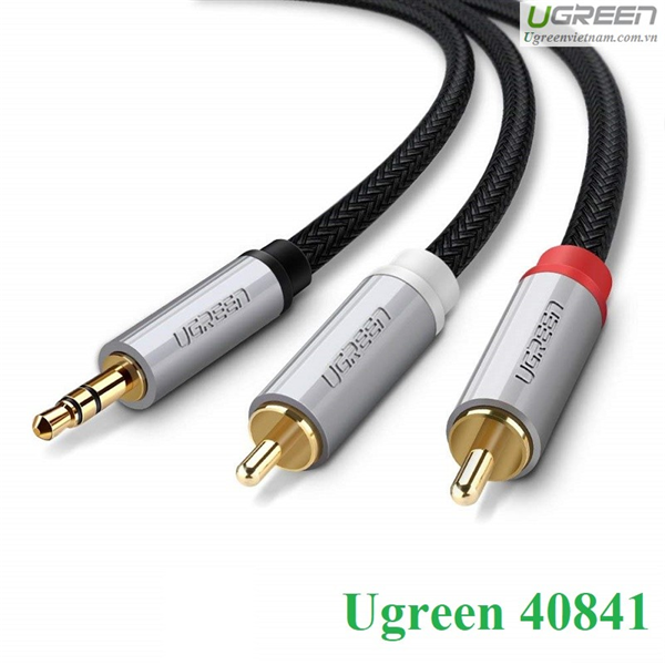 Cáp audio 3,5mm to rca dài 1m ugreen 40841 mạ vàng cao cấp