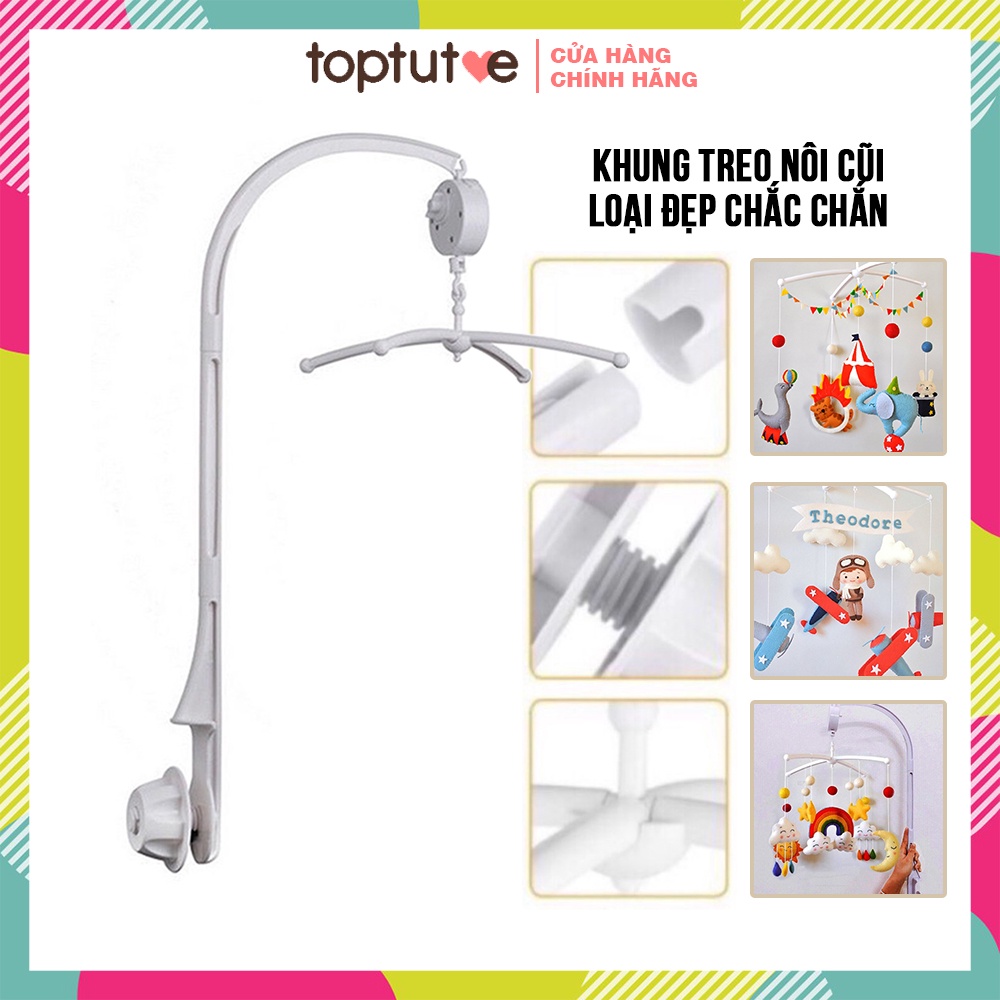 Khung treo nôi cũi xe đẩy cho bé Toptutoe khung chữ J, khung chữ X, hộp nhạc 35 bài không lời loại đẹp chắc chắn