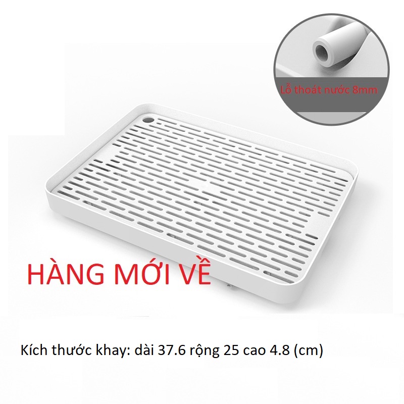 Khay úp cốc Khay Đựng Ấm Chén có lỗ thoát nước nhựa trắng cao cấp
