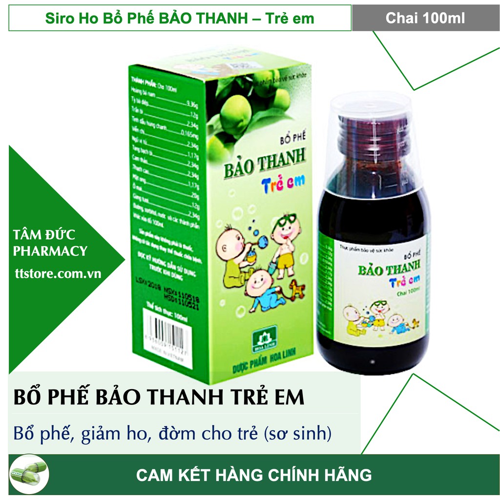 Siro Bảo Thanh trẻ em hỗ trợ giảm ho, bổ phổi chai 100ml Việt Mỹ Pharmacy