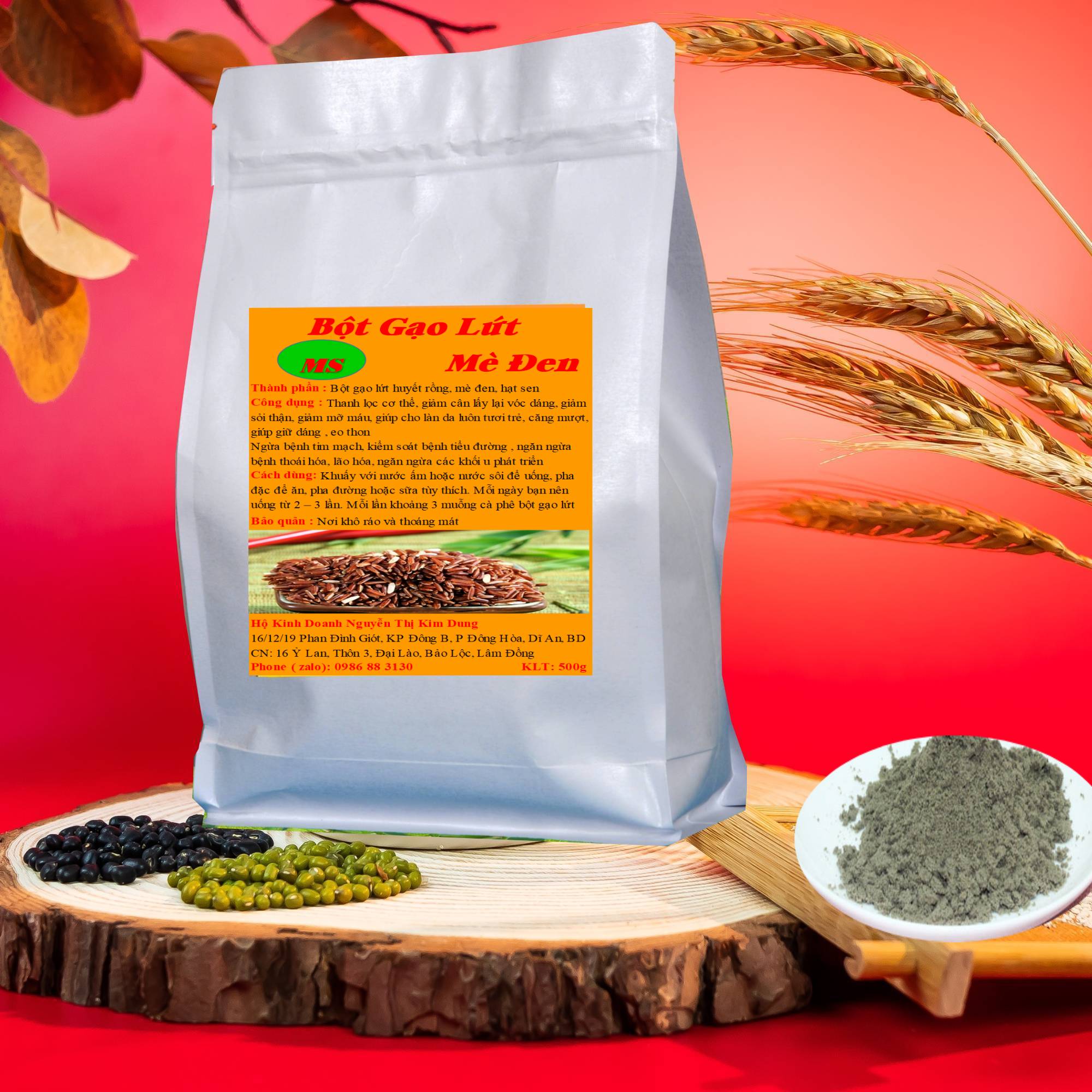 Bột gạo lứt mè đen - hạt sen  500g - ( MS) thơm ngon