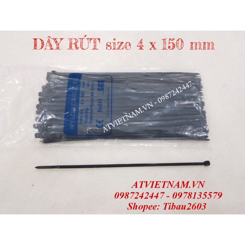 Dây rút màu đen 4x150mm