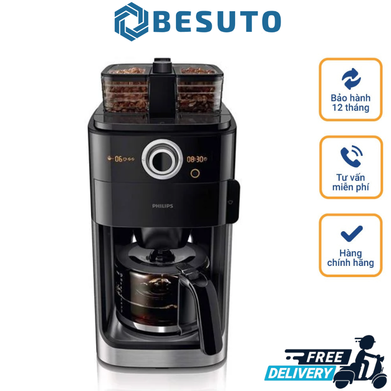Máy Pha Cà Phê Tự Động Philips, Philips Coffee Maker, Máy Pha Café Tại Nhà, Máy Pha Espresso,  Công Suất 1500W, Nhập Đức,  Bảo Hành 12 Tháng