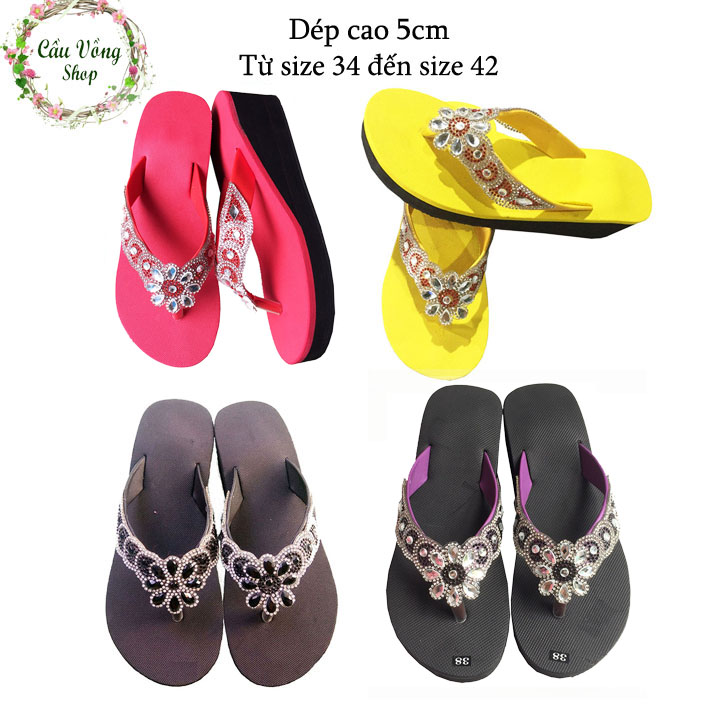 Dép kẹp nữ đá hoa cao 5cm BẢO HÀNH 12 THÁNG - Dép nữ - Dép kẹp nữ - Dép xỏ ngón nữ - Giày nữ