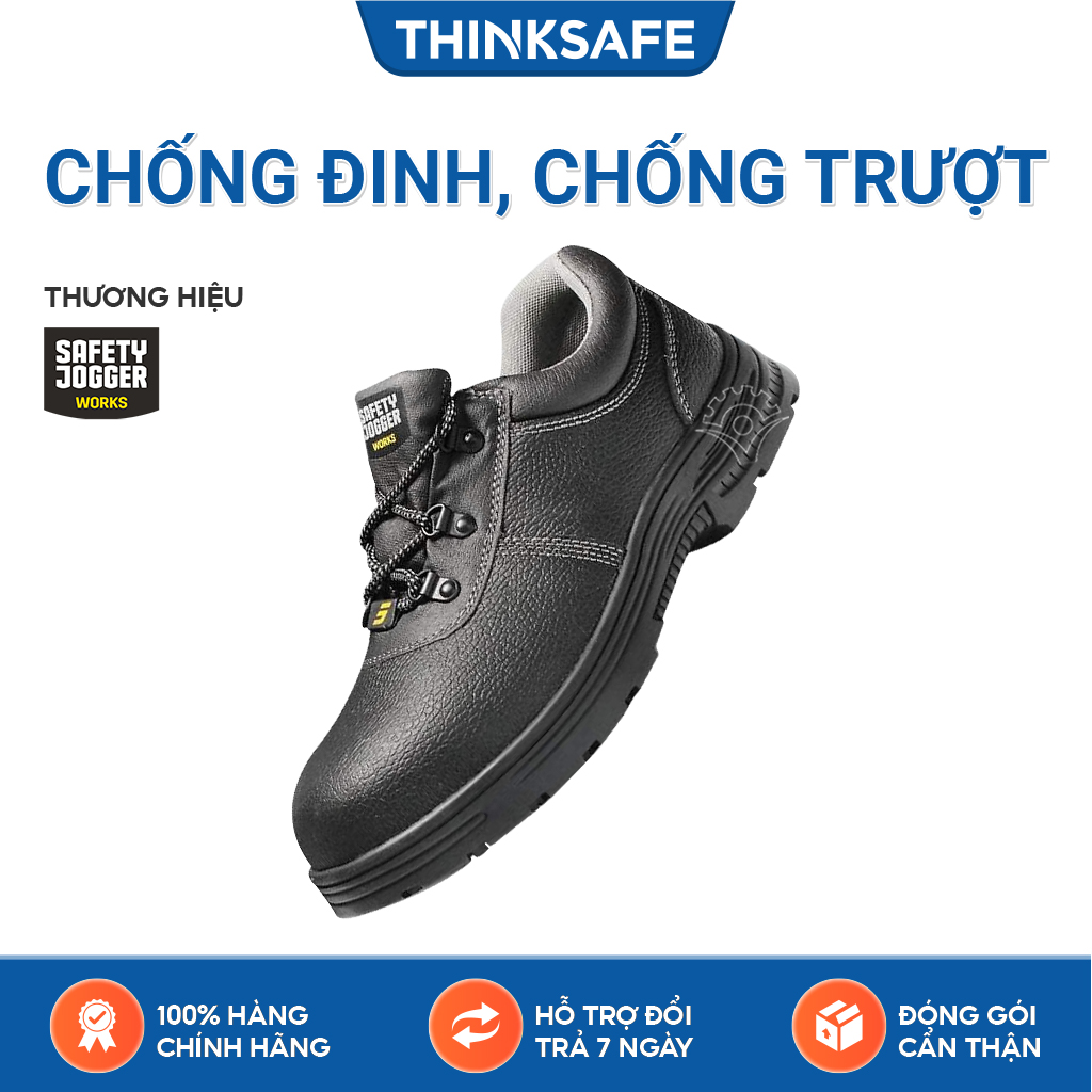 Giày chống đinh Jogger Rena S3, da thật, chống đinh, nước, trượt Giày công trình, nhà máy, thể thao cao cấp