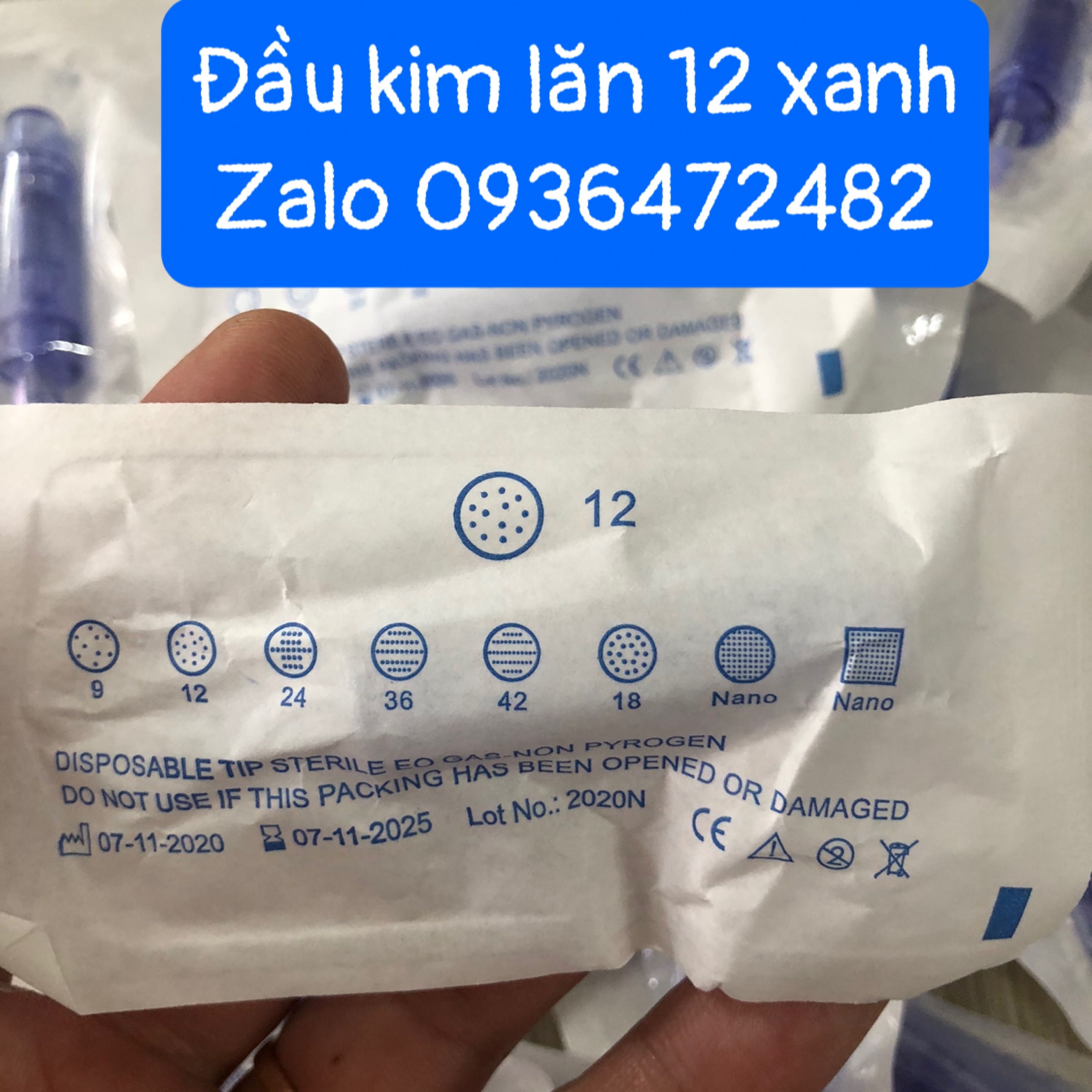 Combo 50 đầu kim 12 xanh loại 1 dùng cho máy lăn kim t rị sẹo rỗ nám...