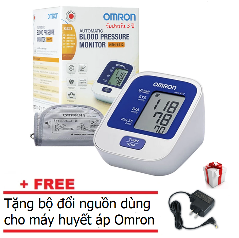 Máy đo huyết áp Omron 8712 + Tặng bộ đổi nguồn